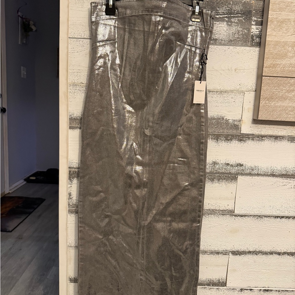 Forever 21 Silver Metallic Skirt